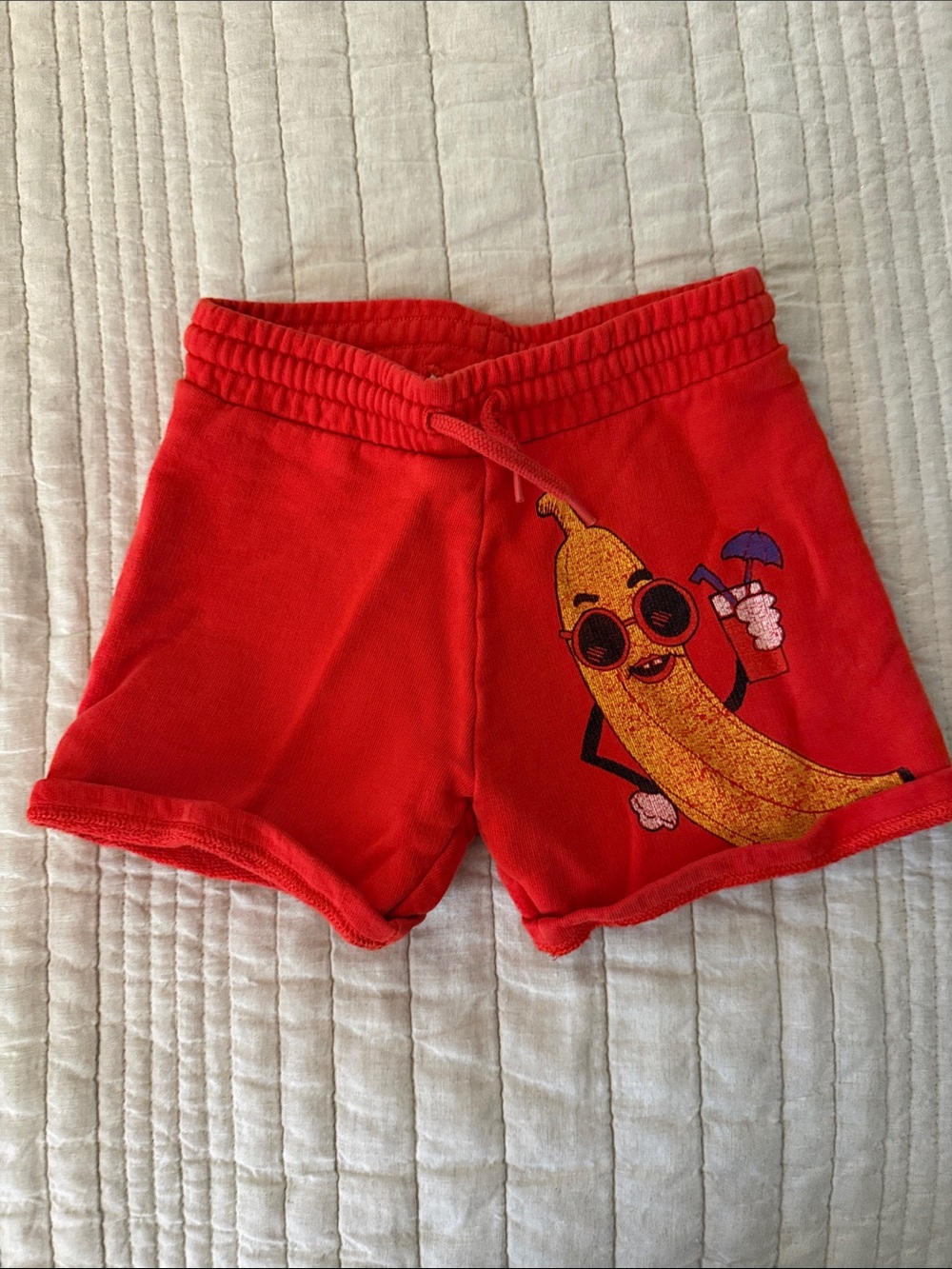 Mini Rodini Red Kids' Shorts with Banana Print